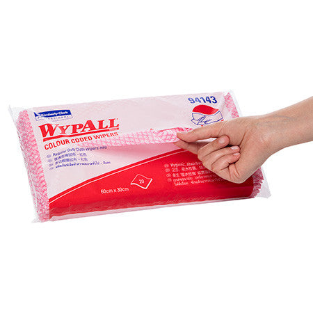 WypAll Colour Coded Cloth Wiper Red 20 Wipers Pack of 12