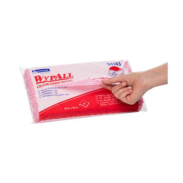 WypAll Colour Coded Cloth Wiper Red 20 Wipers Pack of 12
