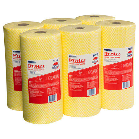 WypAll Colour Coded Cloth Wiper Roll Yellow 106 Wipers Pack of 6