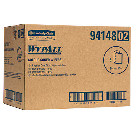 WypAll Colour Coded Cloth Wiper Roll Yellow 106 Wipers Pack of 6