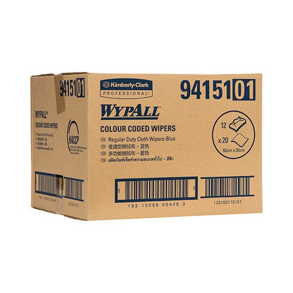WypAll Colour Coded Cloth Wiper Blue 20 Wipers Pack of 12