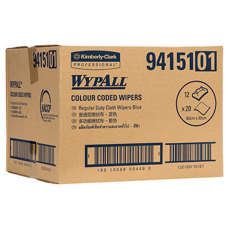 WypAll Colour Coded Cloth Wiper Blue 20 Wipers Pack of 12