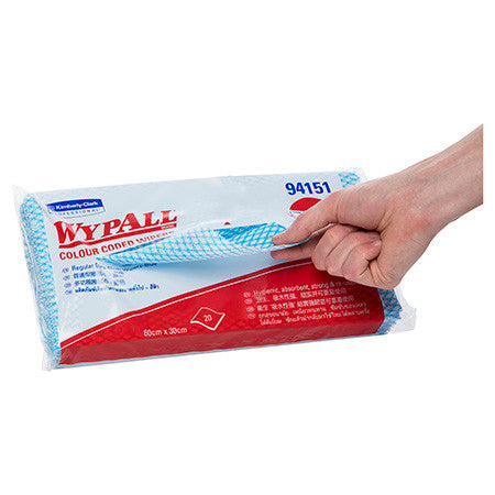 WypAll Colour Coded Cloth Wiper Blue 20 Wipers Pack of 12