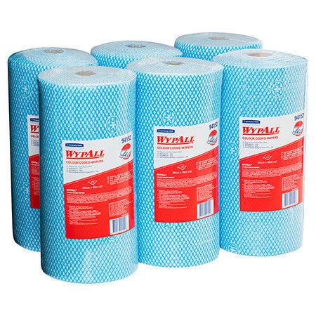 WypAll Colour Coded Cloth Wiper Roll Blue 106 Wipers Pack of 6