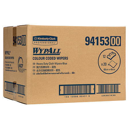 WypAll Colour Coded Heavy Duty Cloth Wiper Blue 20 Wipers Packs of 12