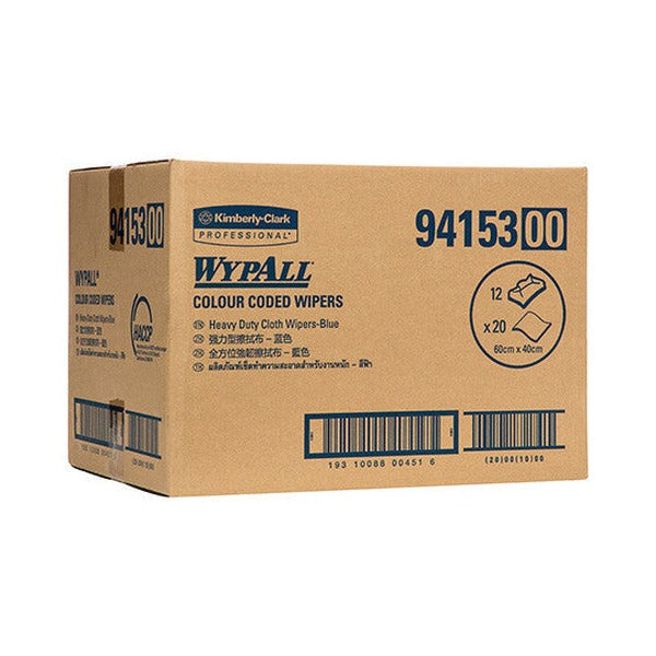 WypAll Colour Coded Heavy Duty Cloth Wiper Blue 20 Wipers Packs of 12