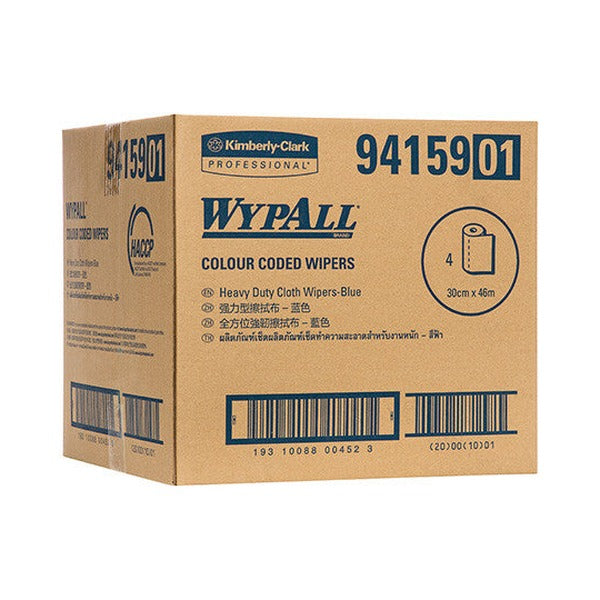 WypAll Colour Coded Heavy Duty Cloth Wiper Roll Blue 107 Wipers Pack of 4
