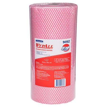 WypAll Colour Coded Cloth Wiper Roll Red 106 Wipers Pack of 6