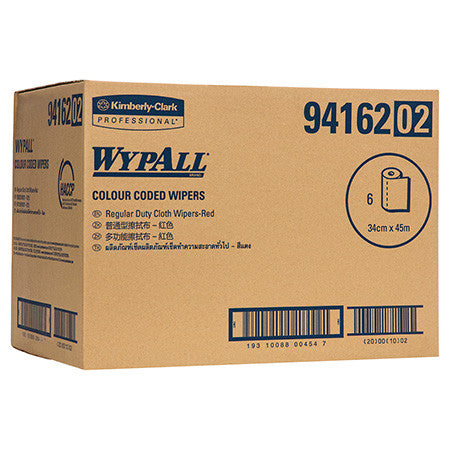 WypAll Colour Coded Cloth Wiper Roll Red 106 Wipers Pack of 6