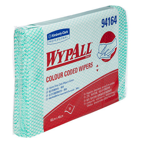 WypAll Colour Coded Heavy Duty Cloth Wiper Green 20 Wipers Packs of 12