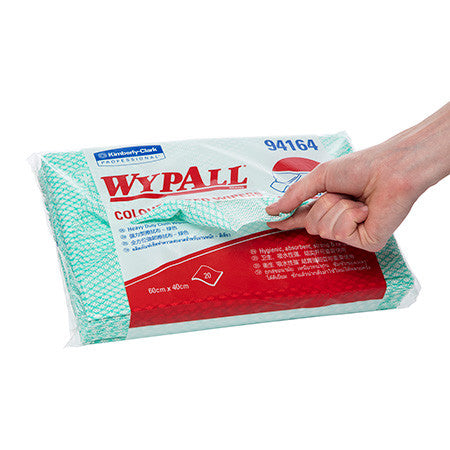 WypAll Colour Coded Heavy Duty Cloth Wiper Green 20 Wipers Packs of 12
