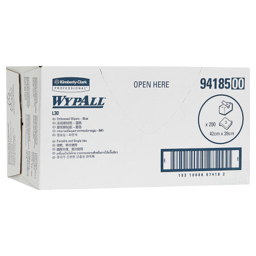 WypAll L30 Embossed Wiper 3 Ply Blue Box of 200