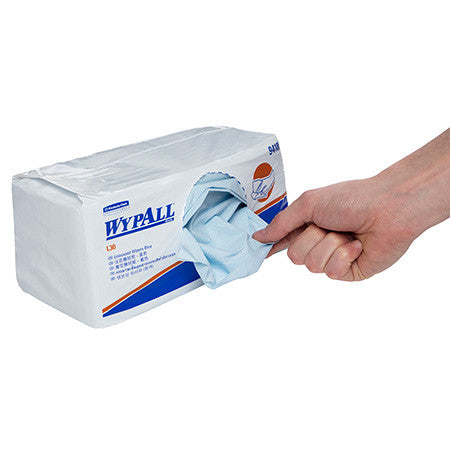 WypAll L30 Embossed Wiper Single Sheet 3 Ply Blue 75 Sheets Packs of 10