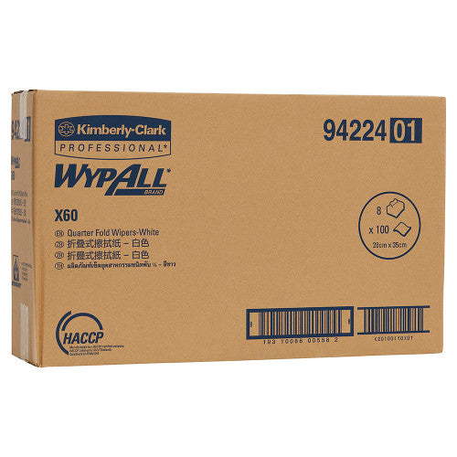 WypAll X60 Single Sheet Wiper White 100 Wipers Pack of 8