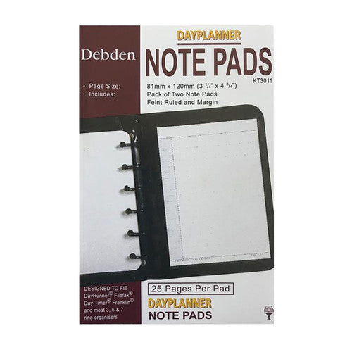 Collins Debden KT3011 Dayplanner Pocket Size Note Pad Refill Pack of 2