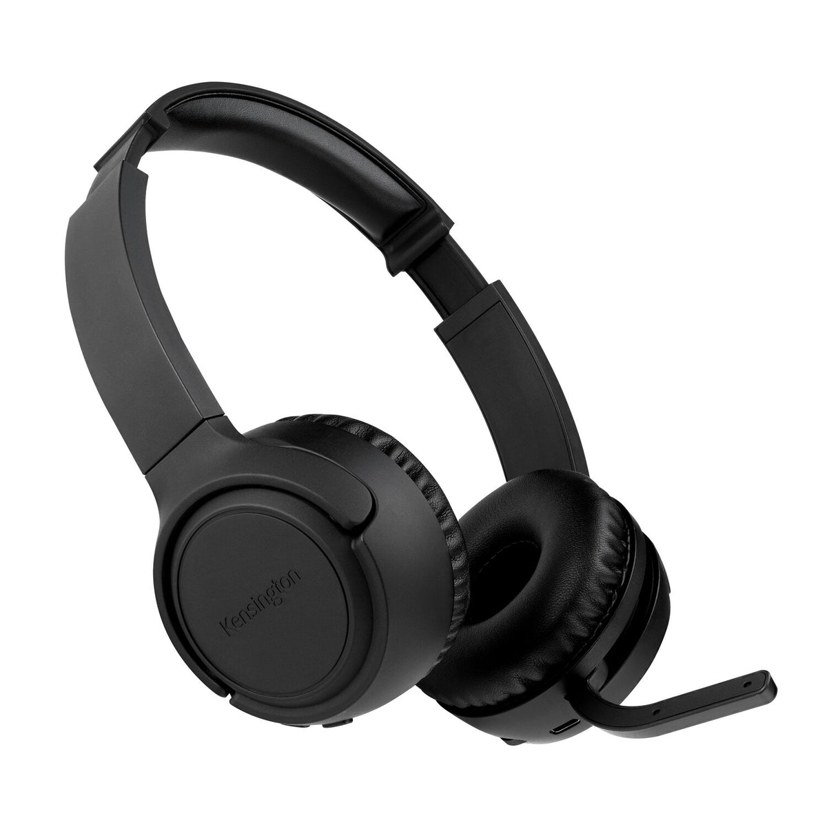 Kensington H1050 EQ Bluetooth On-Ear Headset angled view showing the Kensington logo earcup and the boom microphone