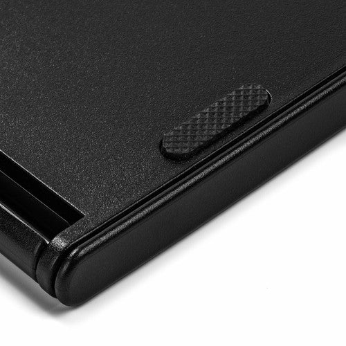 Close up of a textured grip insert on the black Kensington Easy Riser Go panel