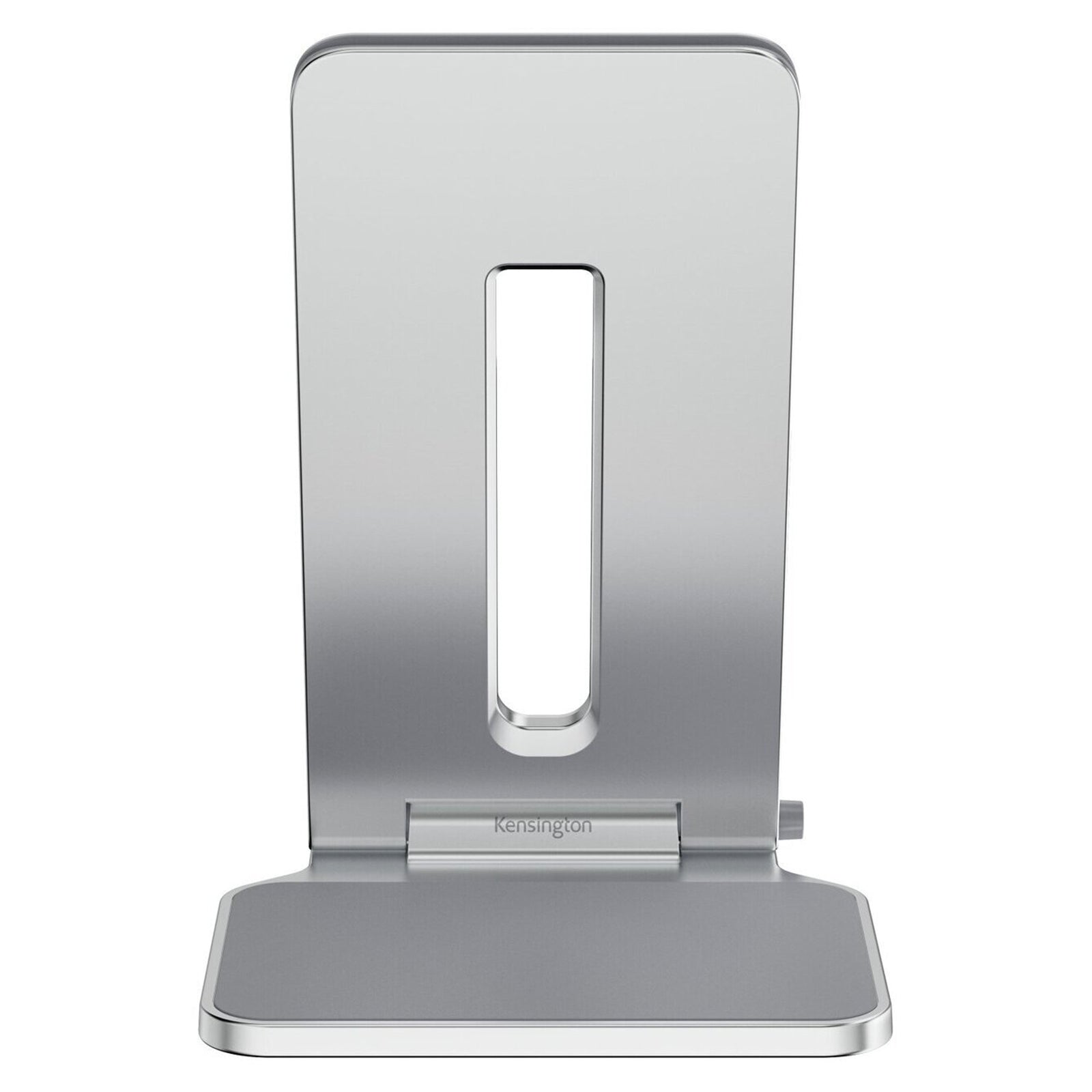 Front view of the stand displaying its minimalist design, stable base and precision engineered aluminium finish. The clean appearance complements modern Surface devices and professional workspaces.