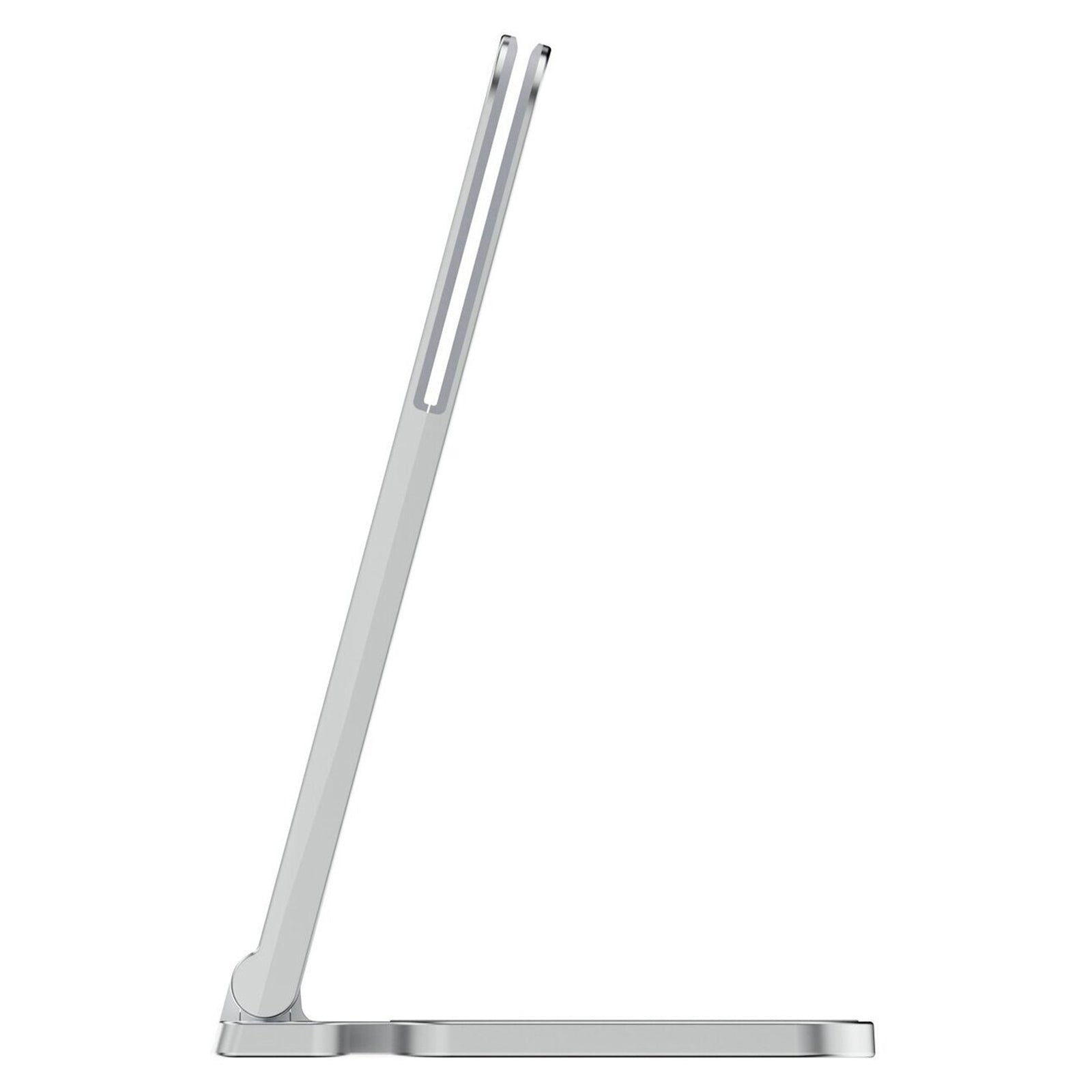 Side profile of the Kensington Elevated Stand showing its adjustable viewing angle and ergonomic lift capability. The slim design demonstrates how the stand supports comfortable screen positioning.