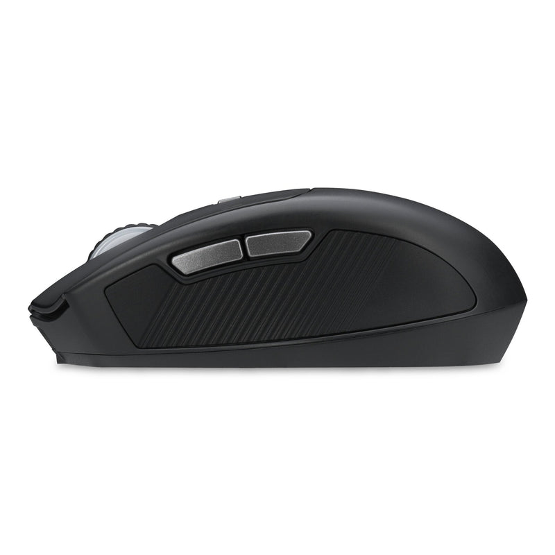 Left side of the Kensington MY435 EQ wireless mouse showing the two grey thumb buttons and textured grip