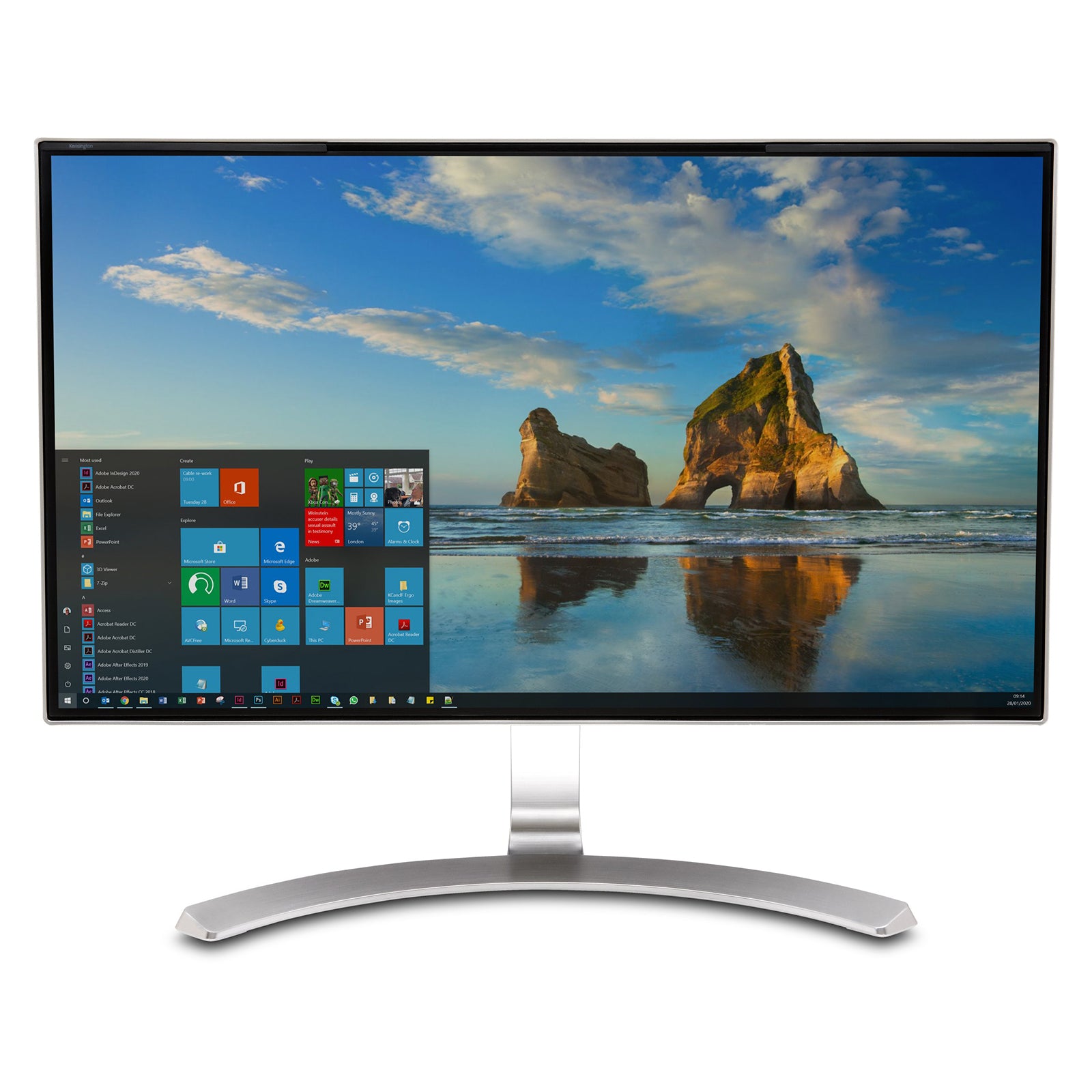 Front facing monitor display fitted with the MagPro privacy screen attachment system. The image illustrates seamless integration with modern widescreen displays while maintaining a professional appearance.
