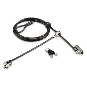 Kensington Slim NanoSaver 2.0 Dual Headed Lock with coiled cable, primary and secondary lock heads and two keys