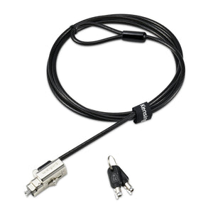 Kensington Universal 3-in-1 2.0 Keyed Laptop Lock with coiled black cable, lock head and two keys