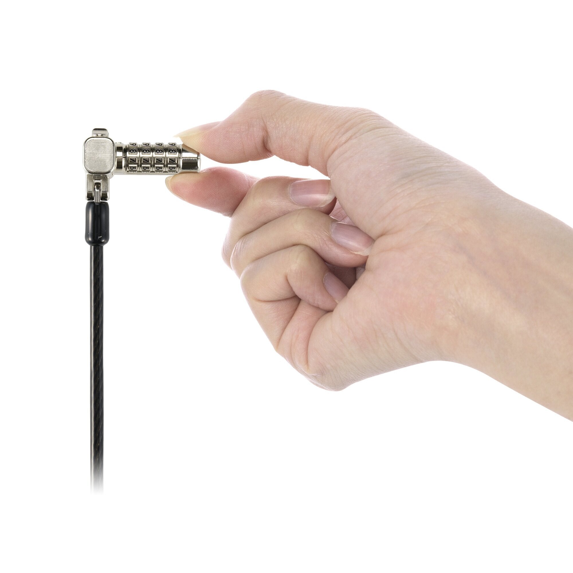 Kensington Universal 3-in-1 2.0 serialised combination laptop lock shown with retail packaging, black dial head and cable on a white background
