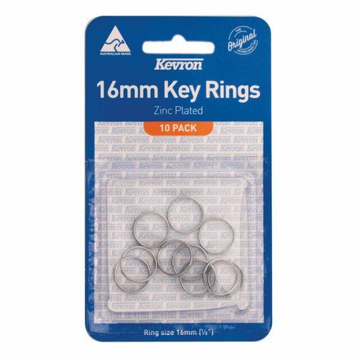 Kevron ID1040 key rings 16 x 1mm pack of 10 - zinc plated metal split rings