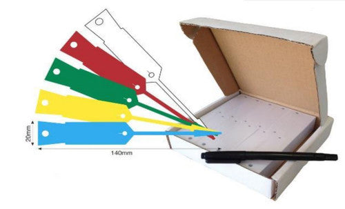 Bala Vinyl Disposable Arrow Keytags with Pen 140 x 20mm Yellow Box of 1000