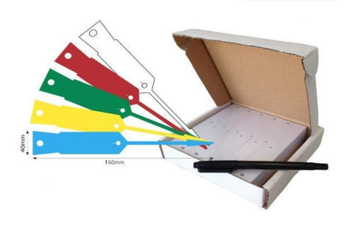 Bala Vinyl Disposable Arrow Keytags with Pen 160 x 40mm Yellow Box of 1000