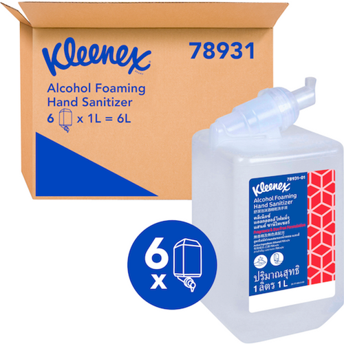 Kleenex 78931 Alcohol Foam Hand Sanitiser Clear 1000ml Cartridge Case of 6