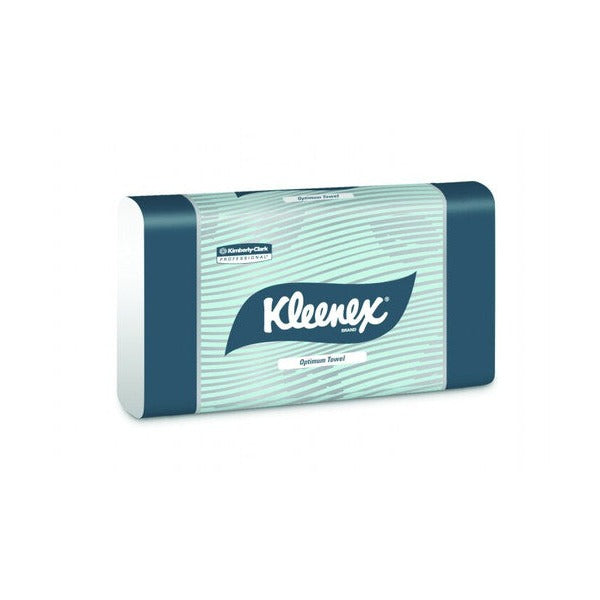 Single pack of Kleenex Optimum Towel in a teal wave pattern wrapper with dark teal end bands and the Kleenex logo on the front