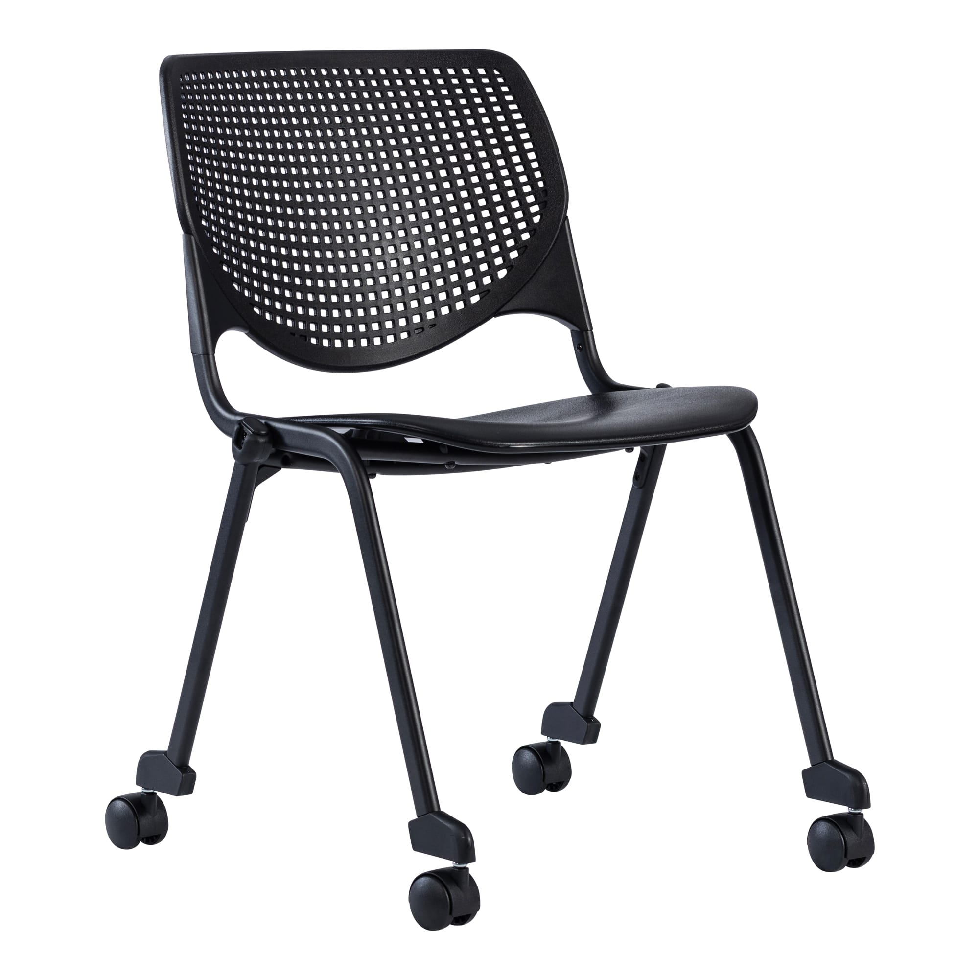 Front angle view of Konfurb Keen Chair 4 Leg with Castors Black against a white studio background
