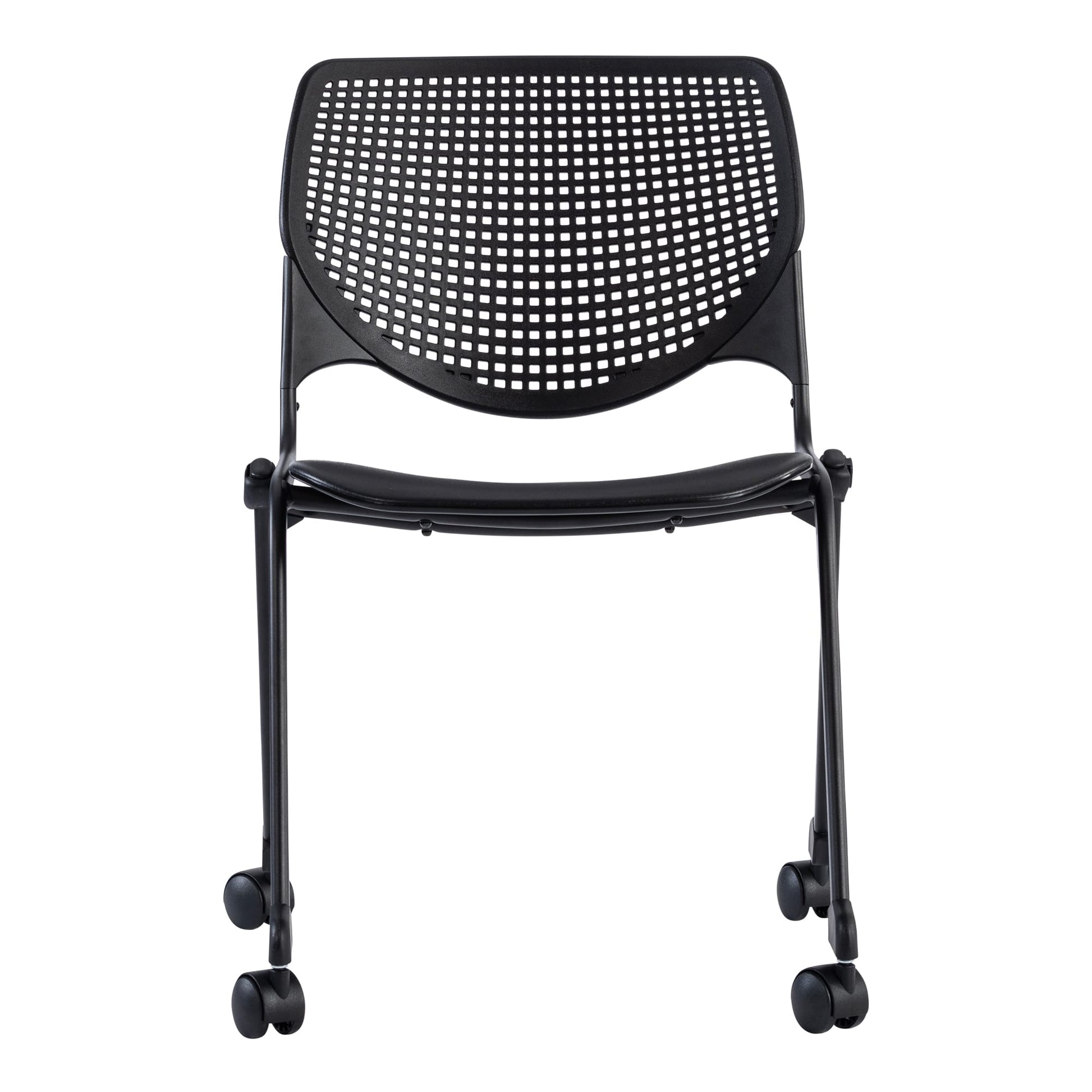 Rear view of Konfurb Keen Chair 4 Leg with Castors Black showing back construction