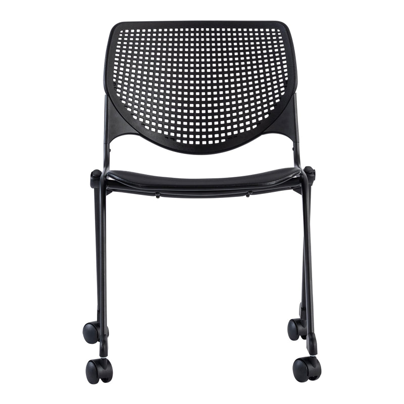 Rear view of Konfurb Keen Chair 4 Leg with Castors Black showing back construction