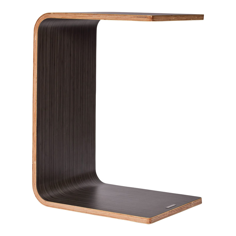 Front angle view of Konfurb Link Table Burnished Wood against a white studio background