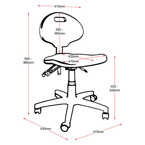 Rapidline Laboratory Chair 845-960mm Height Black