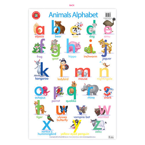 Learning Can Be Fun Animals Alphabet Poster