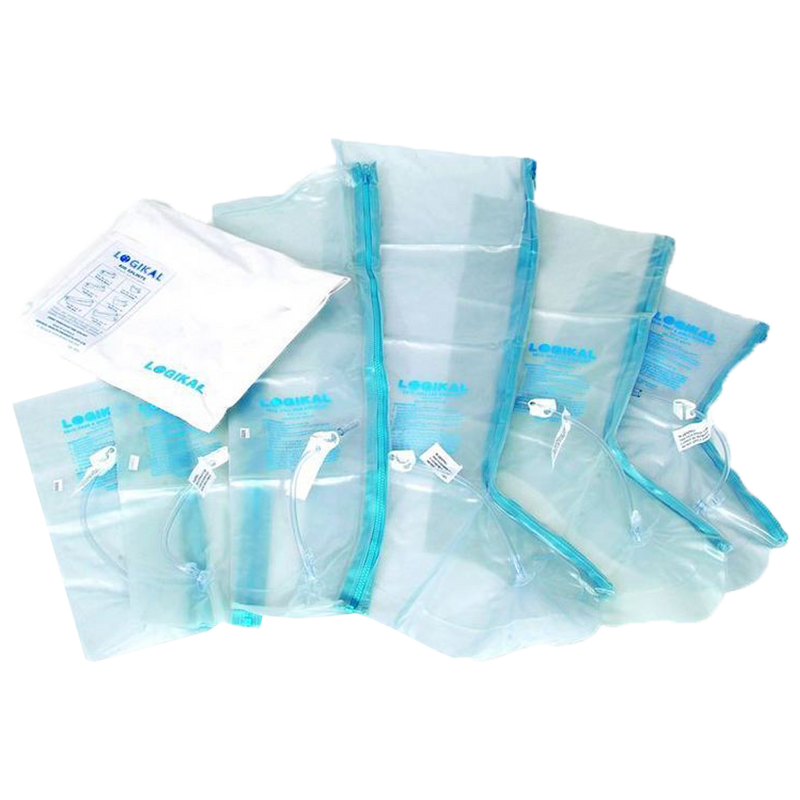 LOGIKAL Air Splints Pack/6 showing six inflatable transparent air splints for first aid limb immobilisation