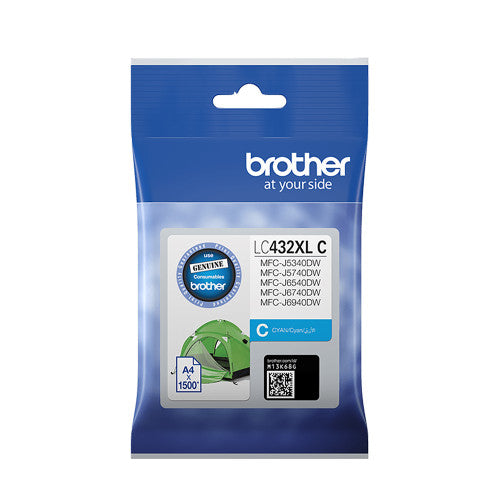 Brother LC432XLC High Yield Ink Cartridge 1500 Pages Cyan