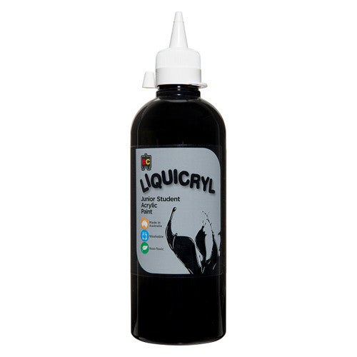 Educational Colours Liquicryl Junior Student Acrylic Paint 500ml Black