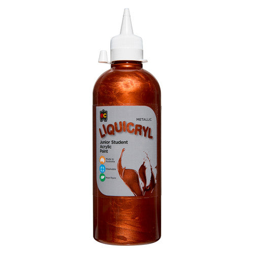 Educational Colours Metallic Liquicryl Junior Student Acrylic Paint 500ml Copper