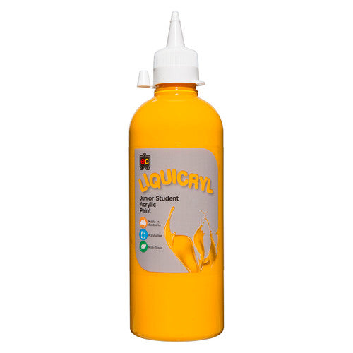 Educational Colours Liquicryl Junior Student Acrylic Paint 500ml Warm Yellow