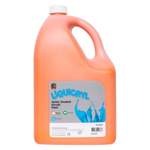 Educational Colours Liquicryl Junior Student Acrylic Paint 5L Orange