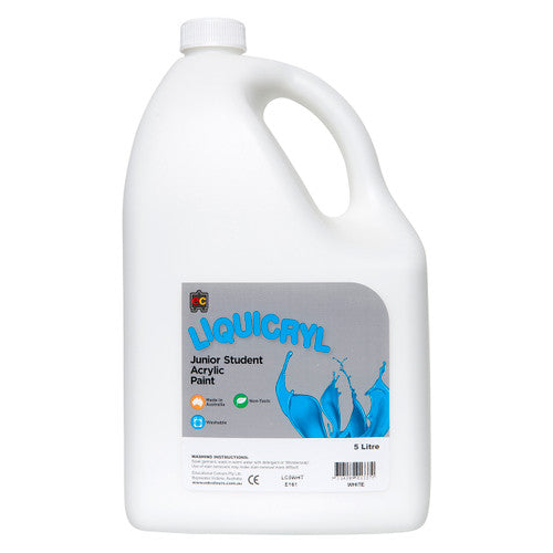 Educational Colours Liquicryl Junior Student Acrylic Paint 5L White