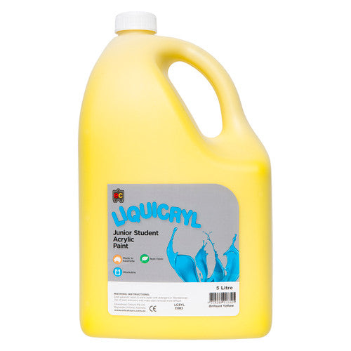 Educational Colours Liquicryl Junior Student Acrylic Paint 5L Brilliant Yellow