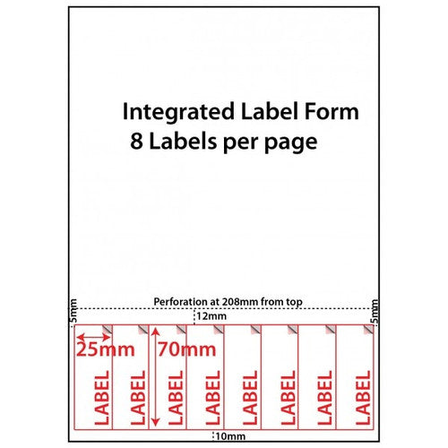 Bala Integrated Labels 25 x 70mm Pack of 500 Sheets