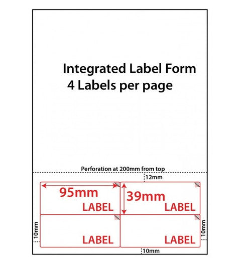 Bala Integrated Labels 95 x 39mm Pack of 500 Sheets