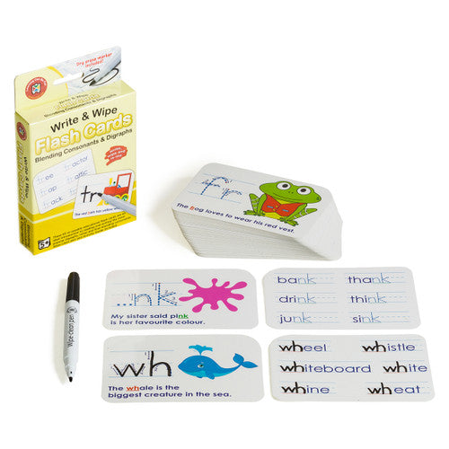 Learning Can Be Fun Write and Wipe Flash Cards Blending Consonants and Digraphs